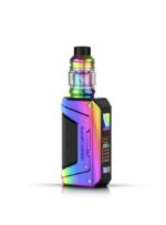Rainbow-colored Vape Mod with Black Textured Grip and Matching Rainbow Tank Standing Upright on a White Background - Australia E-cigarette Store