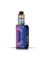 Colorful Vape Mod with Rainbow Tank and Blue Body on a White Background Viewed from the Side - Australia E-cigarette Store