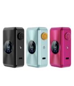 Three Compact Handheld Electronic Devices in Black Light Blue and Pink Each Featuring a Circular Digital Display and Side Control Dial Lined Up Side by Side - Australia E-cigarette Store