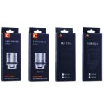 Lineup of Four Dark Blue Vape Coil Boxes two Supermesh Coil Two Im Coil with Orange Logo on Top - Australia E-cigarette Store