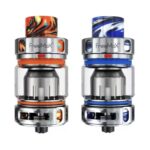 Two Freemax Vape Tanks Side by Side One Orange-accented and the Other Blue-accented Showing Glass Chambers and Metal Fittings - Australia E-cigarette Store