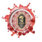 Round Tin with Ornate Pink Mandala Design Black-gold Label Reading alibarbar and cherry Pomegranate 6mg with Red Splash and Cherries in Background vape Juice Packaging - Australia E-cigarette Store