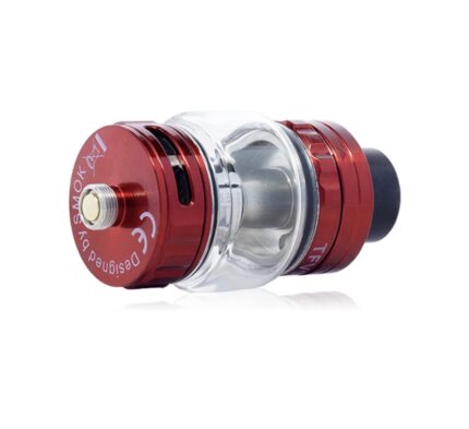 Red clearomizer atomizer for a vape mod, metal body with glass tank and 510 connector