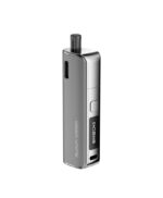 Silver Pod-style Vape with a Black Mouthpiece and a Small Side Display Shown Upright on a White Background Brand Visible - Australia E-cigarette Store