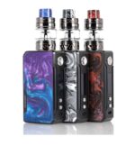 Three Vape Mod Kits with Colorful Resin Panels purple Gray Red and Glass Tank Tops Lined Up Together for a Product Shot - Australia E-cigarette Store