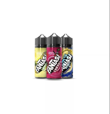 Three Colorful Vape Juice Bottles yellow Lemon Pink Cherry Blue Blueberry Arranged in a Row - Australia E-cigarette Store