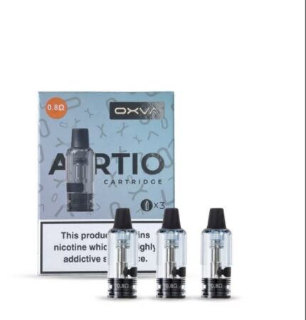Boxed Artio Cartridge Kit with Three Transparent Vape Pods in Front Blue Patterned Packaging and Black Mouthpieces - Australia E-cigarette Store