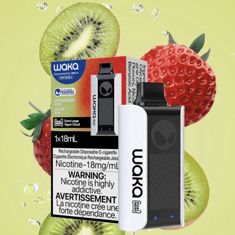 Vaping Device with Nicotine Refill Boxed Flavors and Fruit Backdrop kiwi and Strawberry Suggesting Fruity Flavors - Australia E-cigarette Store