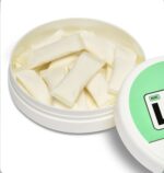 Round White Tin Opened to Reveal Rectangular White Mint Gum Pieces Stacked Inside - Australia E-cigarette Store