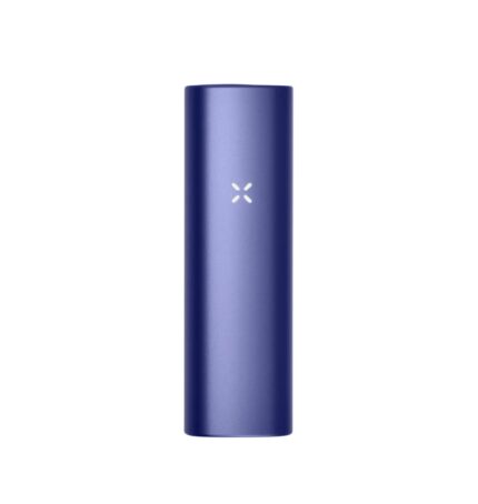 Blue cylindrical container standing upright with a small white X logo on the front against a white background