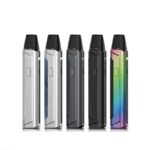 Five Pod Vape Devices Arranged in a Row Silver Blue-accent Gray Black and Rainbow Finish with Black Mouthpieces - Australia E-cigarette Store