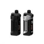 Two Compact Vape Mods Standing Upright Side by Side One Black and One Silvergray Variant - Australia E-cigarette Store