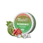 Tin of Nicotine Pouches Labeled Watermelon Ice with Watermelon Slices and Ice Cubes Beside It - Australia E-cigarette Store