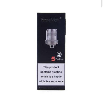 Vertical Black Vape Coil Box Showing a Metal Coil Image 5 Pcspack Text and a Nicotine Warning this Product Contains Nicotine Which is a Highly Addictive Substance - Australia E-cigarette Store