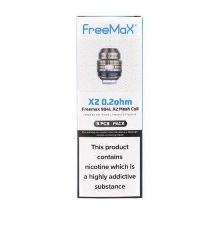 Packaging for Freemax X2 02Ω Mesh Coil with 5 Pcs Pack Label and Nicotine Warning on the Front - Australia E-cigarette Store