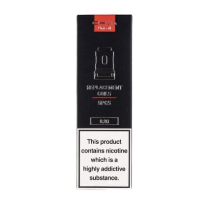 Black Vape Coil Package Labeled Replacement Coils 5 Pcs 02Ω with a Bold Nicotine Warning this Product Contains Nicotine Which is a Highly Addictive Substance - Australia E-cigarette Store