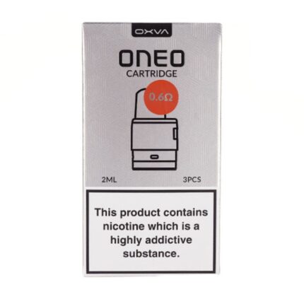 Oneo Cartridge Packaging Showing a 06Ω Coil Diagram and Nicotine Warning Label - Australia E-cigarette Store