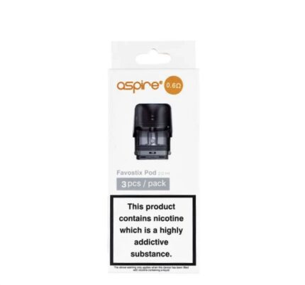 Aspire Favostix Pod Packaging Showing 3 Pods Per Pack and a Nicotine Warning Label at the Bottom with the Aspire Logo and 06Ω Indicator Above the Pod Image - Australia E-cigarette Store