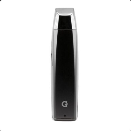 Black and Silver Vape Pen Standing Upright with a Chrome Cap and a Small g Logo Near the Base - Australia E-cigarette Store