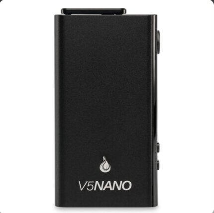 Black Rectangular V5nano Device Standing Upright with Logo Near the Bottom and Subtle Side Buttons Visible on the Right Edge - Australia E-cigarette Store