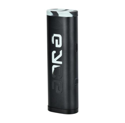 Black Cylindrical Vapemod Device Standing Upright with a Cut-out Usb-c Port on the Side and a Silver Lid on Top Brand Text Running Vertically Along Its Body - Australia E-cigarette Store