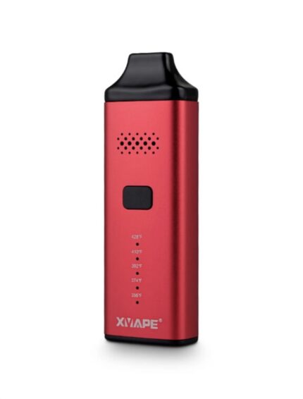 Red Vape Mod with Black Mouthpiece Side Vent Holes Small Screen and Xvape Branding Shows Temperature Settings on the Side °f - Australia E-cigarette Store