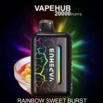 Black Vape Pod with a Rainbow Crackle Pattern and Neon Glow Side Rainbow Gauge and vapehub 20000 Puffs Text - Australia E-cigarette Store