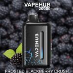 Promotional Image of a Vapehub Disposable Vape Device Labeled frosted Blackberry Crush with a Blackberry Illustration in the Foreground and a Blurred Background - Australia E-cigarette Store