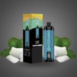Vape Pen and Box Labeled al Fakher Gum Mint with Blue Device Surrounded by Mint Leaves and White Gum Mints advertising Image - Australia E-cigarette Store