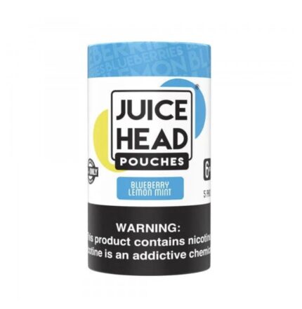 Juice Head Pouches Packaging for Blueberry Lemon Mint Flavor Logo Front and Nicotine Warning at the Bottom - Australia E-cigarette Store