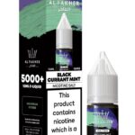 Al Fakher Nicotine Salt E-liquid Box and Bottle Labeled Black Currant Mint on White Background Shows 10 Ml Bottle Cap Image - Australia E-cigarette Store