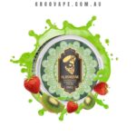 Alibarbar Strawberry Kiwi Ice Vape Juice Tin with Green Splash Design and Fresh Strawberries and Kiwis Around It 6 Mg - Australia E-cigarette Store