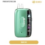 Green Bimo Vape Pod with Digital Display on the Side Flavor grape Ice and Branding for Primevapestorecom and Bimo Visible - Australia E-cigarette Store