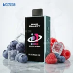 Vape Pod Box Labeled bimo Galaxy with Colorful Logo Surrounded by Blueberries Raspberries and Ice Cubes Prime Vape Store Logo Appears in the Corner - Australia E-cigarette Store
