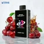 Black Vape Device with bimo Galaxy and cherry Cola Text Surrounded by Cherries and a Cola Splash prime Vape Store Branding - Australia E-cigarette Store