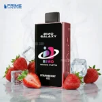 Bimo Galaxy Vape Device with Pink Side Panel Flavor Strawberry Ice Surrounded by Strawberries and Ice Cubes - Australia E-cigarette Store