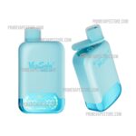 Blue Vapsolo Twins Pod System Shown from Front and Side with Mouthpiece Lid Open and Glowing Bottom Panel Pressed for Led Indicators compact Vape Device - Australia E-cigarette Store