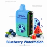 Vape Device Labeled Blueberry Watermelon with a Blueteal Body and Black Display Surrounded by Blueberries Watermelon Pieces and Ice - Australia E-cigarette Store