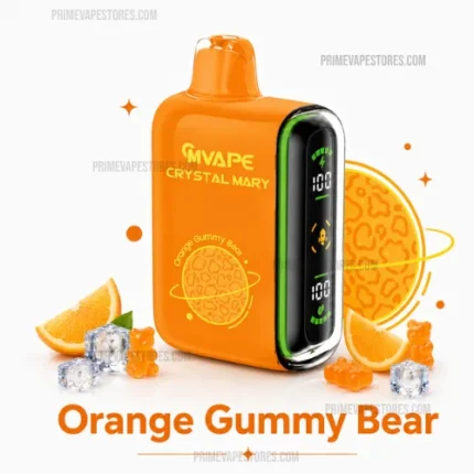 Orange Gummy Bear Vape Device with Orange Casing Surrounded by Citrus Slices and Gummy Candies - Australia E-cigarette Store
