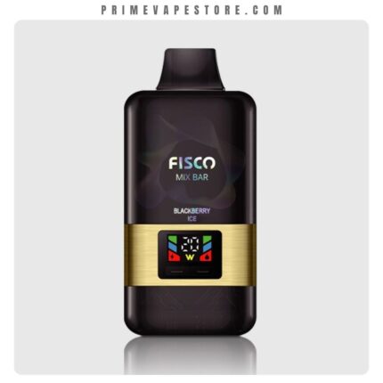 Fisco Mix Bar Blackberry Ice Vape Device with a Gold Band and Digital Display on a Dark Body - Australia E-cigarette Store