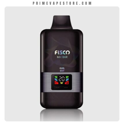 Fisco Mix Bar Pod Vape in Dark Brown with a Metallic Band and a Small Display Cool Mint Flavoring - Australia E-cigarette Store