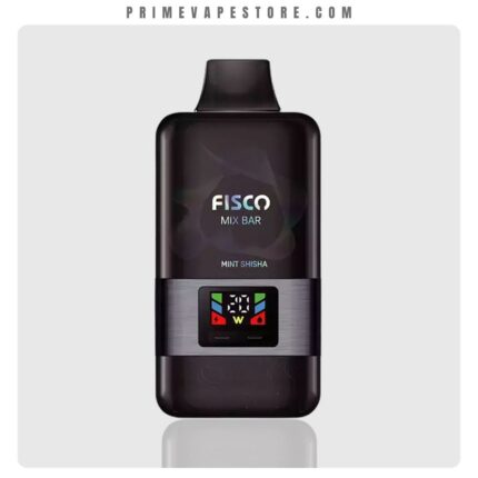 Fisco Mix Bar Mint Shisha Vape Device in Dark Color with a Small Digital Display on a Metallic Band Across the Midsection - Australia E-cigarette Store