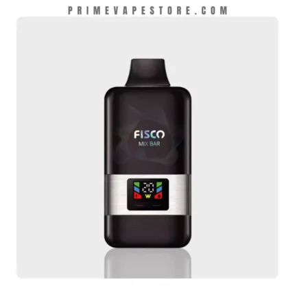 Fisco Mix Bar Vape Device with a Black Body Silver Band and a Small Colorful Display on the Band - Australia E-cigarette Store