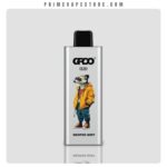 Slim Vape Device Featuring a Raccoon in a Yellow Jacket with groo and mentos Mint Branding on a Silver Body - Australia E-cigarette Store