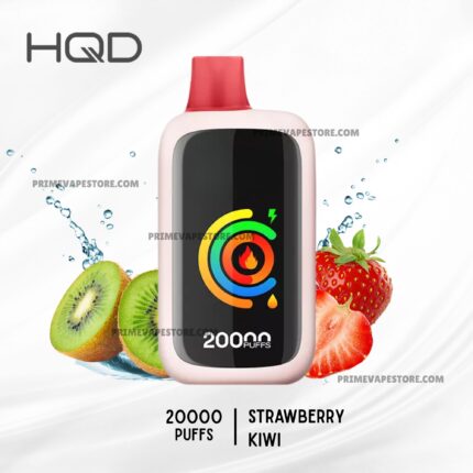 Pink Vape Device with a Red Mouthpiece Framed by Kiwi and Strawberry Slices on a White Background Resembling a Fruity Flavor Ad - Australia E-cigarette Store