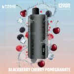 Vape Device pod Style Surrounded by Splashing Water and Berries with the Flavor Name Blackberry Cherry Pomegranate Displayed at the Bottom a Promo-style Product Shot - Australia E-cigarette Store
