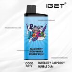Iget Disposable Vape with a Blue Label Flavor Blueberry Raspberry Bubble Gum 10000 Puffs - Australia E-cigarette Store