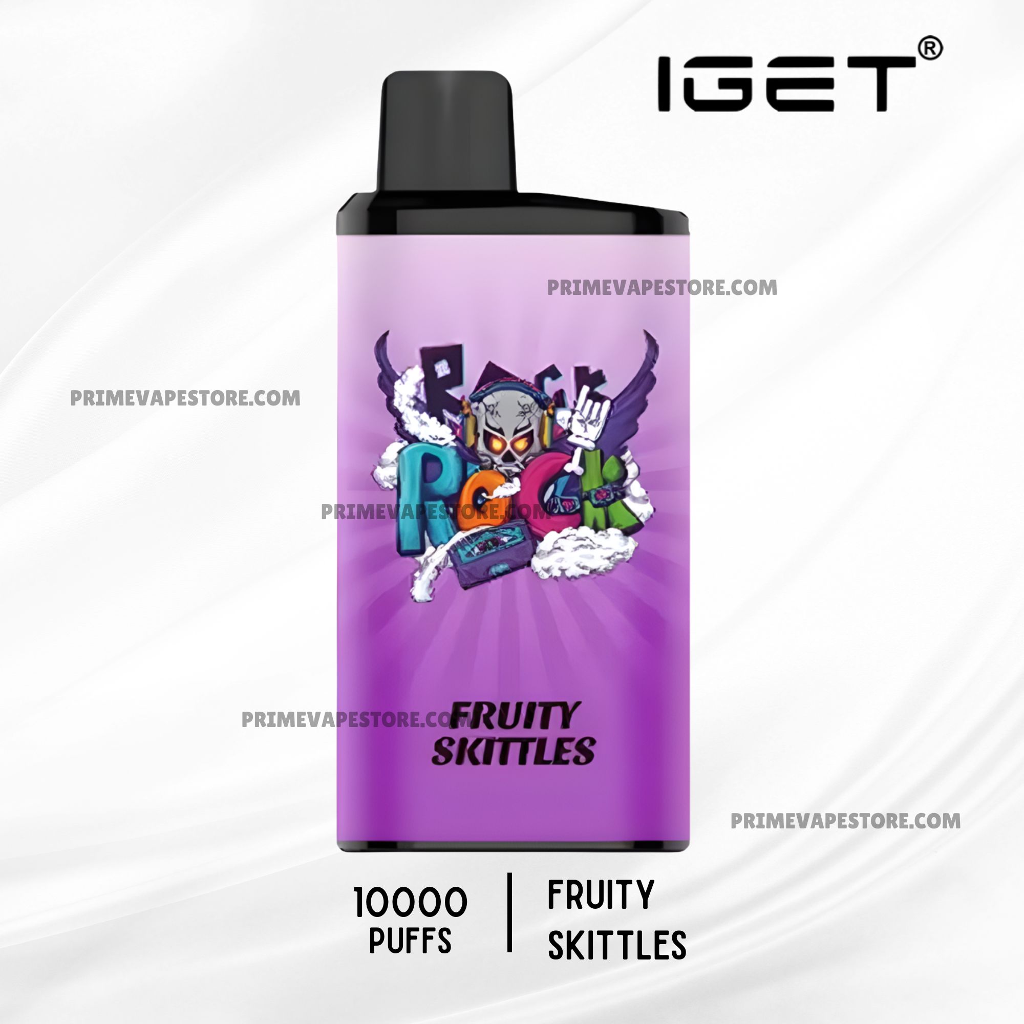 Iget-bar-pro-10000-puffs-fruity-skittlesjpg - Australia E-cigarette Store Disposable Vape with a Purple Label and Black Mouthpiece Listing 10000 Puffs and Fruity Skittles Flavor - Australia E-cigarette Store