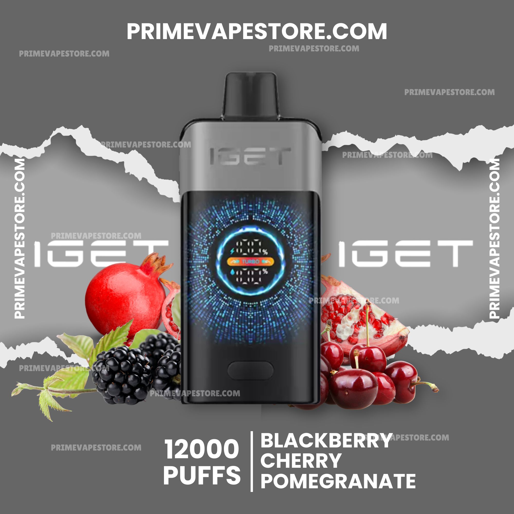Iget-one-12000-puffs-blackberry-cherry-pomegranate-2jpg - Australia E-cigarette Store Vape Device Centered with Berries pomegranate Blackberry Cherry and Text Advertising 12000 Puffs Blackberry-cherry-pomegranate Flavor - Australia E-cigarette Store