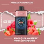 Pink Vaping Device Centered on a Mauve Background Surrounded by Strawberries and Raspberries for a Berry-flavored Promo Design - Australia E-cigarette Store